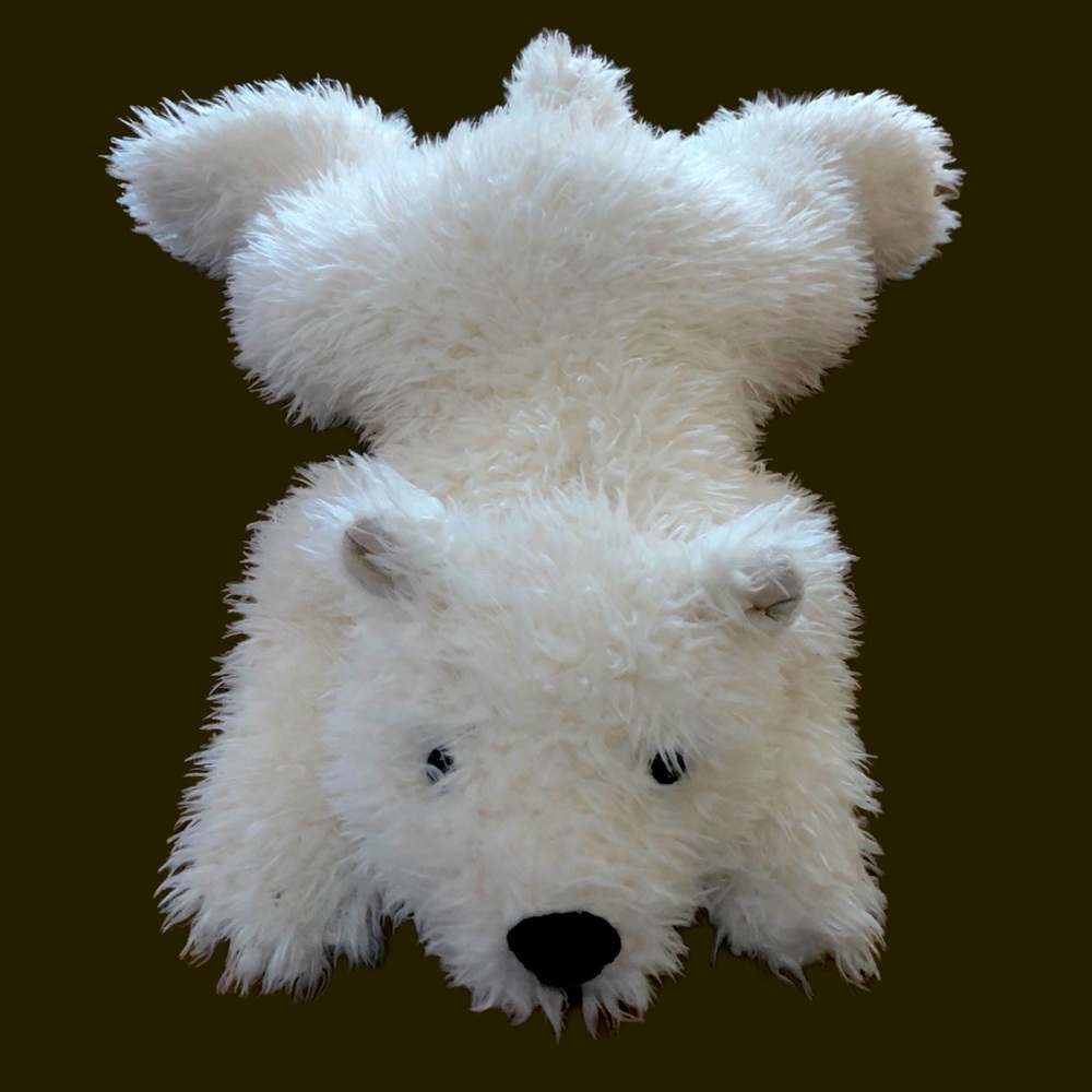 Jellycat Artic Harry Polar Bear White Fuzzy Shaggy Laying Down Retired 2012